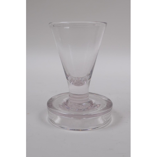 8 - Three C19th handblown firing glasses, largest 10cm high