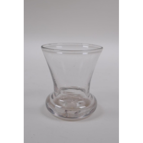 8 - Three C19th handblown firing glasses, largest 10cm high