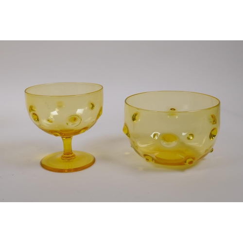 92 - A set of six Thomas Webb amber uranium glass tumblers, a Thomas Webb amber uranium glass finger bowl... 