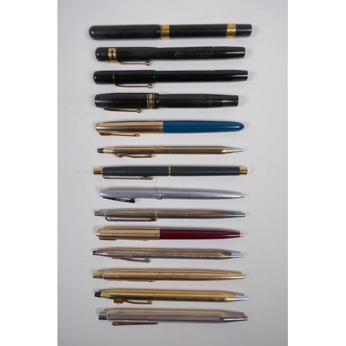 94 - A collection of fountain pens to include a Mabie-Todd Swan and a Swan self-filling pen, a Pitman's F... 