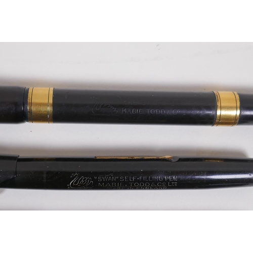 94 - A collection of fountain pens to include a Mabie-Todd Swan and a Swan self-filling pen, a Pitman's F... 