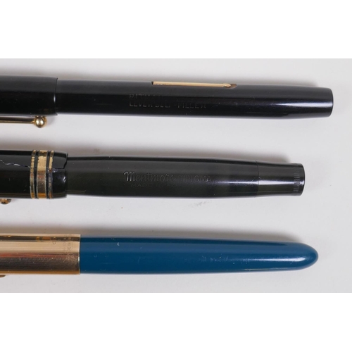 94 - A collection of fountain pens to include a Mabie-Todd Swan and a Swan self-filling pen, a Pitman's F... 