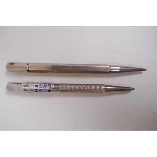 95 - A collection of assorted propelling pencils including a hallmarked silver Bakers Pointer propelling ... 