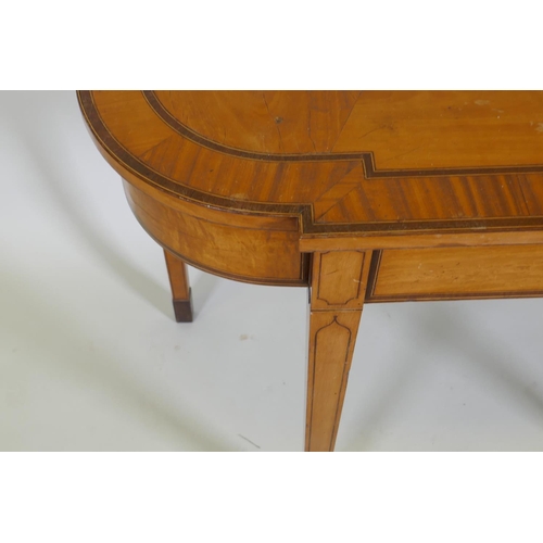 1094 - A Georgian inlaid satinwood console table with break front, raised on square tapering supports, 107 ... 