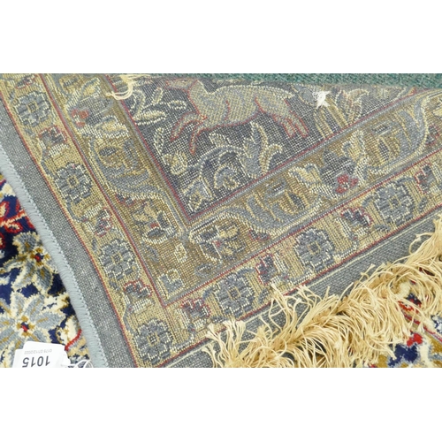 1105 - A duck egg blue ground Kashmir carpet with allover tree of life design, 2m x 3m