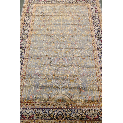 1105 - A duck egg blue ground Kashmir carpet with allover tree of life design, 2m x 3m