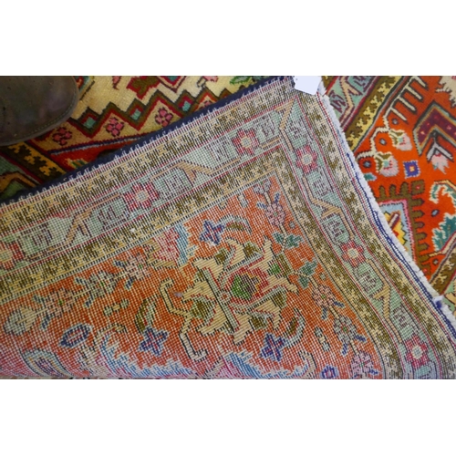 1018 - Large Persian carpet on a rich blue ground and multicolour field, with burnt orange border, Tabriz, ... 