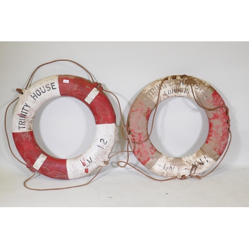 1077 - A pair of Trinity House life buoys, 80cm diameter