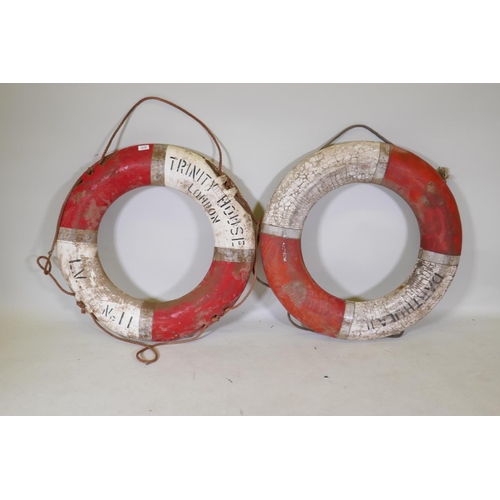 1078 - A pair of Trinity House life buoys, 80cm diameter