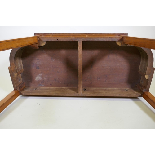 1094 - A Georgian inlaid satinwood console table with break front, raised on square tapering supports, 107 ... 