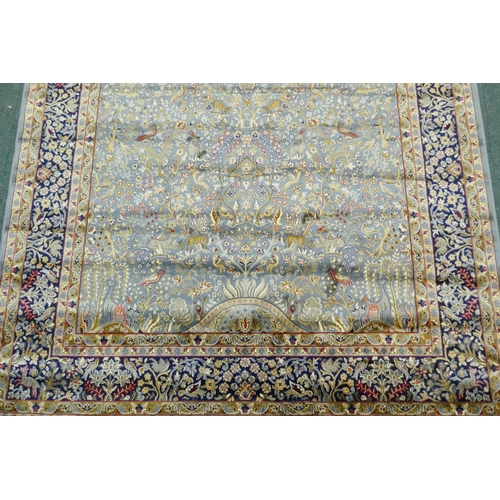 1105 - A duck egg blue ground Kashmir carpet with allover tree of life design, 2m x 3m