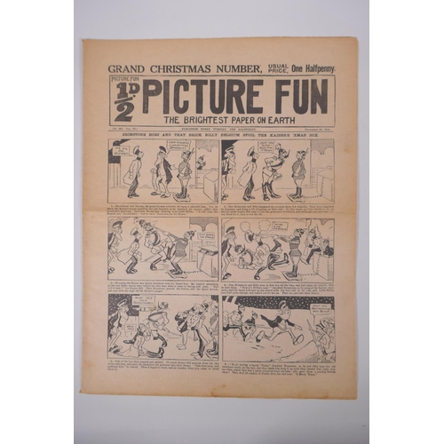 112 - Four early C20th vintage British comic strips Lot-O-Fun, 1914, Picture Fun, 1914, Comic Life, 1915 a... 