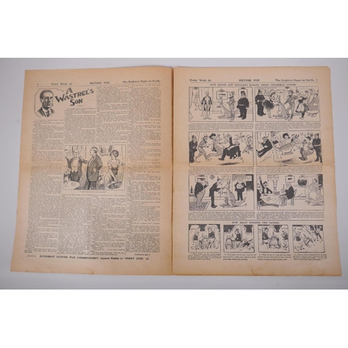 112 - Four early C20th vintage British comic strips Lot-O-Fun, 1914, Picture Fun, 1914, Comic Life, 1915 a... 