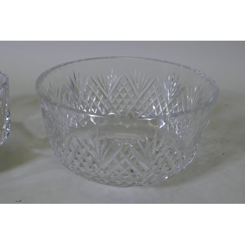 115 - A Brierley cut glass bowl, 25cm diameter, an Orrefors 'Corona' bowl, a glass dish and bowl, signed i... 