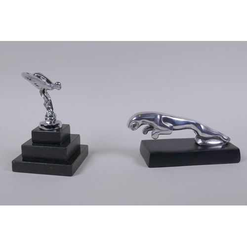 127 - After Charles Robinson Sykes, a chromed metal model/mascot of the Spirit of Ecstasy, and a similar c... 