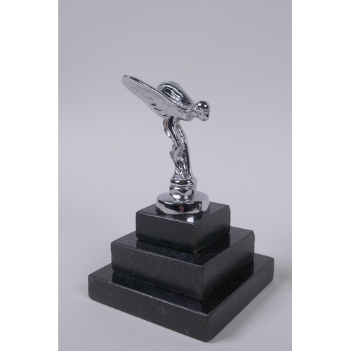 127 - After Charles Robinson Sykes, a chromed metal model/mascot of the Spirit of Ecstasy, and a similar c... 