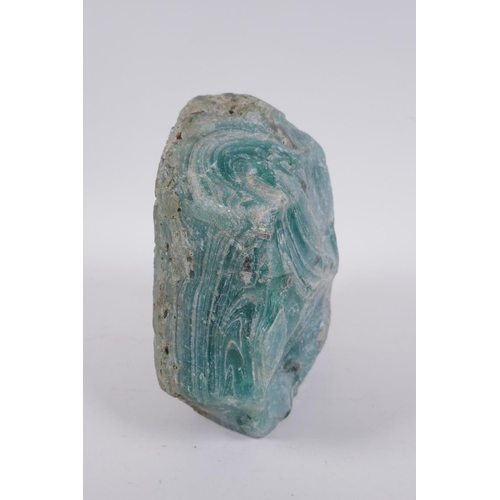 196 - A large natural Chrysoprase geode, 22cm high, 20cm wide