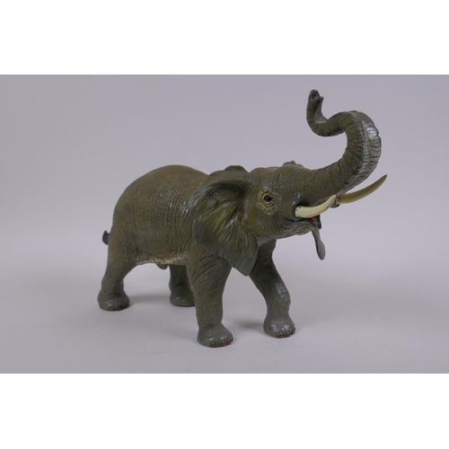 197 - After Bergman, a cold painted bronze elephant, 33cm long