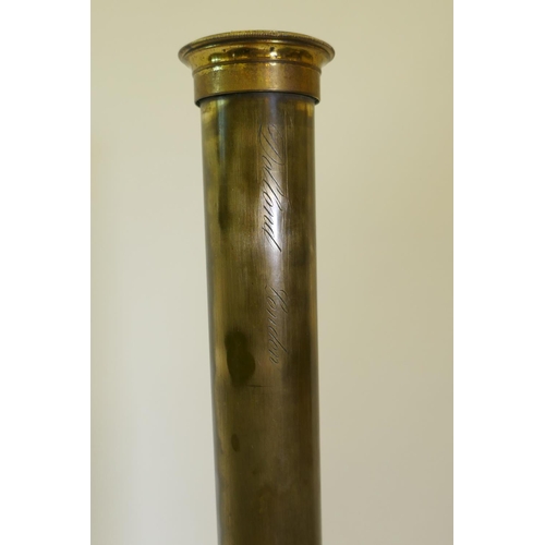 47 - An antique brass seven draw telescope by Dollond of London, 160 cm extended, 29cm collapsed 