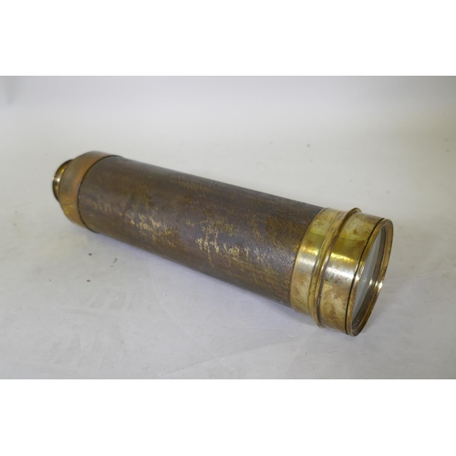 47 - An antique brass seven draw telescope by Dollond of London, 160 cm extended, 29cm collapsed 