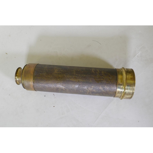 47 - An antique brass seven draw telescope by Dollond of London, 160 cm extended, 29cm collapsed 