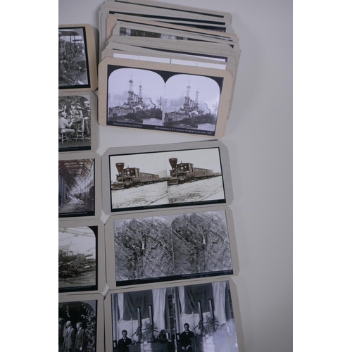 57 - A part set of London Zoo 'Sunbeam Tours' photographic stereo cards, and a quantity of re-print stere... 