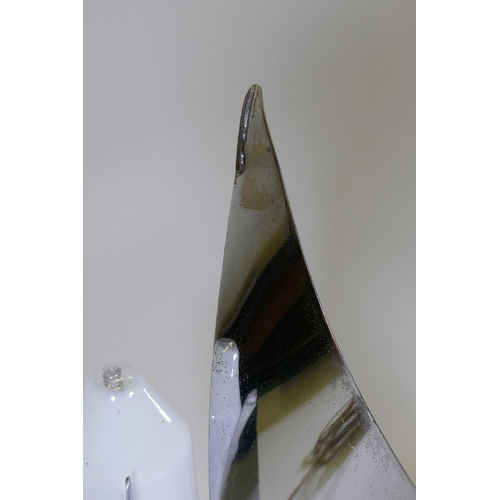 81 - An Art Deco chrome table lamp in the form of a sailing boat, 48cm high