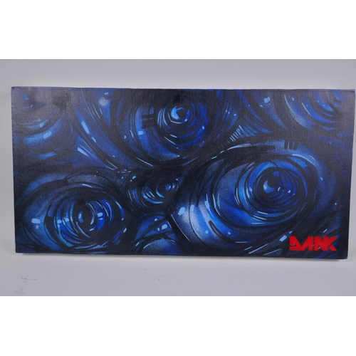 866 - DMK, graffiti abstract on canvas, 61 x 30cm