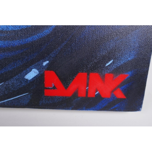 866 - DMK, graffiti abstract on canvas, 61 x 30cm