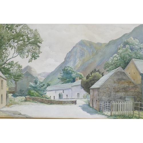 869 - F.S. Sanderson, Wilkin Syke Farm, Buttermere, Cumberland, watercolour, signed, 53 x 36cm