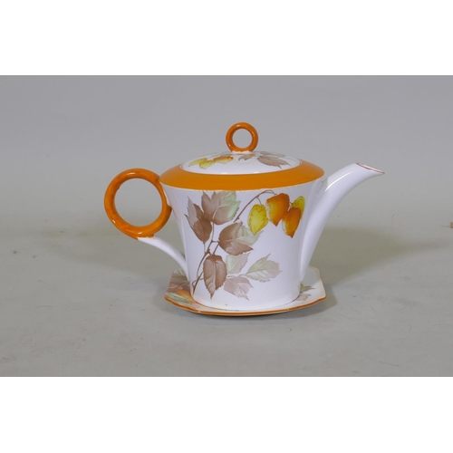 9 - A Shelley Art Deco teapot, Cape Gooseberry pattern, 13cm high