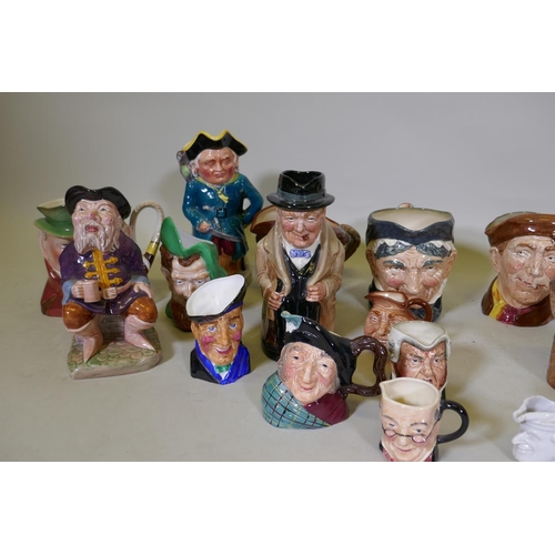 94 - A collection of toby and mask character jugs, Royal Doulton, Melba Ware, Kelsboro Ware, Sandland, an... 