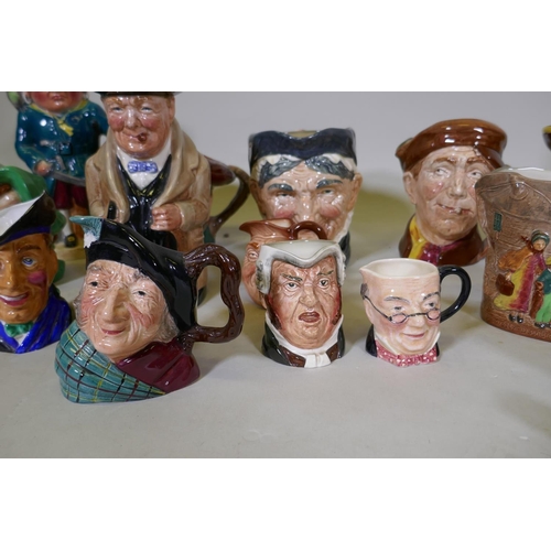 94 - A collection of toby and mask character jugs, Royal Doulton, Melba Ware, Kelsboro Ware, Sandland, an... 