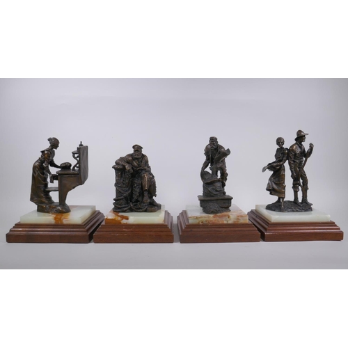 10 - Herb Mignery, (American, b1937), a set of four bronze sculptures of American pioneer tradespeople, t... 