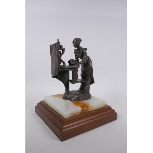 10 - Herb Mignery, (American, b1937), a set of four bronze sculptures of American pioneer tradespeople, t... 