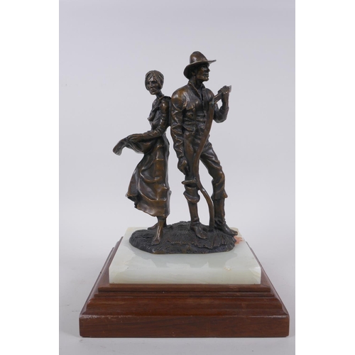 10 - Herb Mignery, (American, b1937), a set of four bronze sculptures of American pioneer tradespeople, t... 