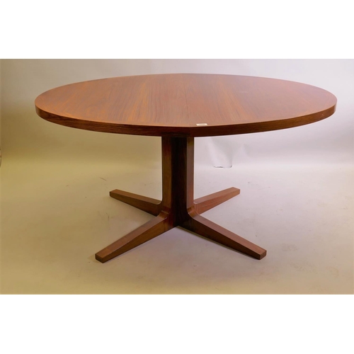 1028 - A 1980s Danish rosewood dining table by Dyrlund, adapted, 113 x 140cm, 71cm high