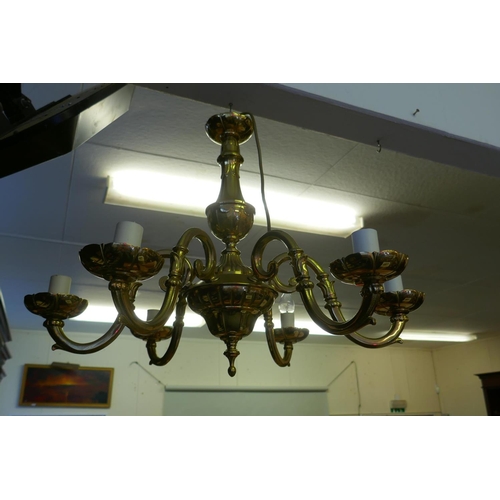 1036 - A six branch gilt bronze electrolier, 66cm diameter