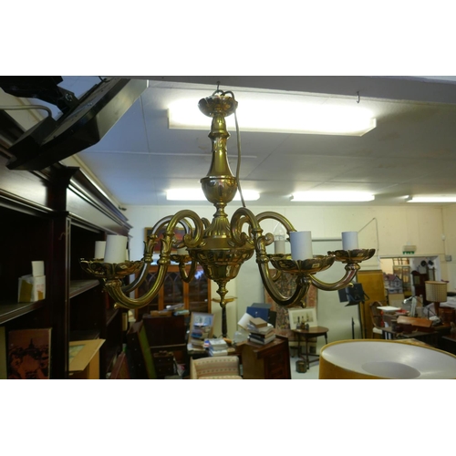 1036 - A six branch gilt bronze electrolier, 66cm diameter