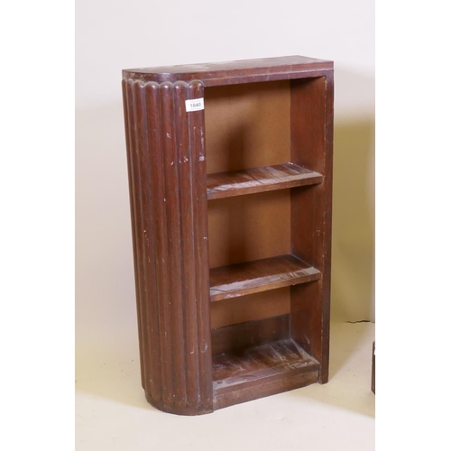 1040 - A pair of Art Deco oak dwarf bookcases, 43 x 14 x 75cm