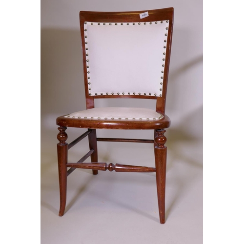 1065 - A Victorian mahogany correction chair with studded leatherette seat, a nursing chair and an Edwardia... 