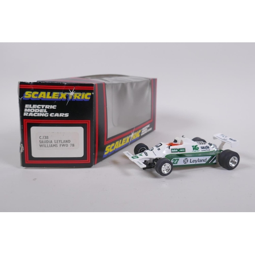 107 - Three 1970s/80s Scalextric Cars to incluede a Porsche Turbo 935 C.125, a Triumph TR7 C.130, and a Sa... 