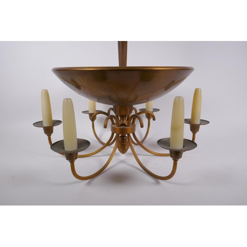 1075 - A 1950s/60s bronze ceiling lamp, 49cm diameter