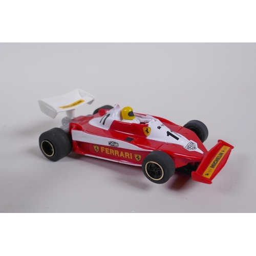 109 - Four 1970s/80s Scalextric cars, to include a Lotus 77 (JPS Livery) C.126, a March Ford 240 (Rothmans... 