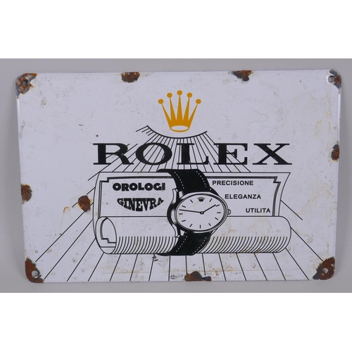 113 - A vintage style 'Rolex' enamel advertising sign, 30 x 20cm