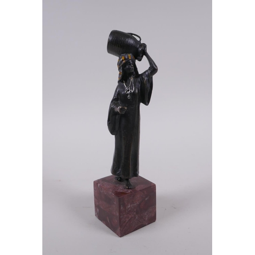 118 - After Bergman, cold painted bronze of a water carrier, 19cm high