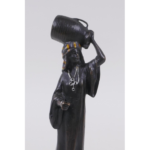 118 - After Bergman, cold painted bronze of a water carrier, 19cm high