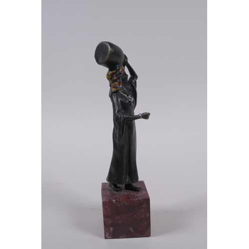 118 - After Bergman, cold painted bronze of a water carrier, 19cm high