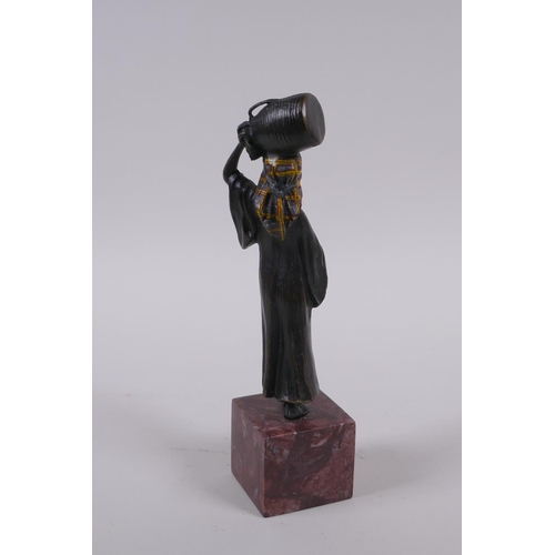 118 - After Bergman, cold painted bronze of a water carrier, 19cm high