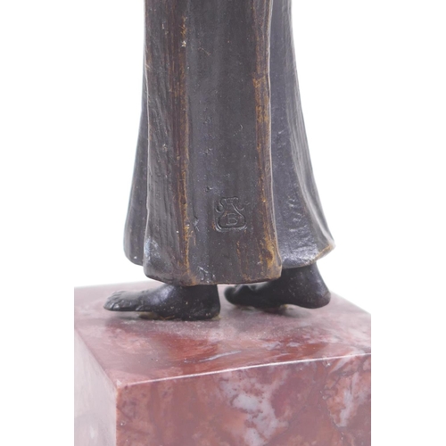 118 - After Bergman, cold painted bronze of a water carrier, 19cm high